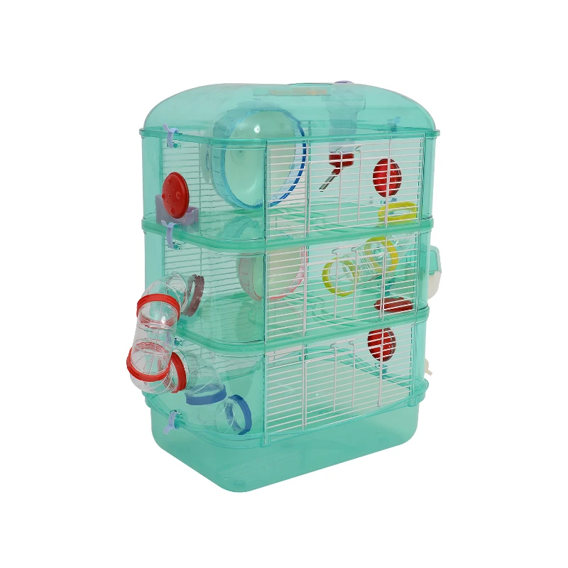 PawHut Cusca pentru Hamster 3 Niveluri, Verde, 40.5x28x55cm