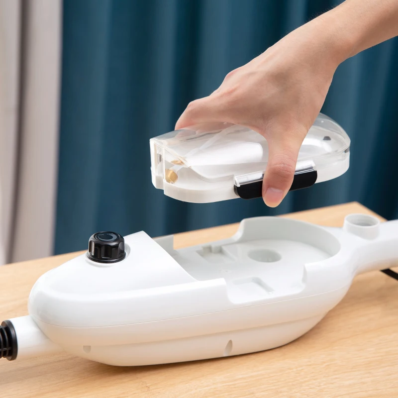 HOMCOM Mop electric cu aburi cu 11 accesorii, rezervor 450 ml, 1330 W – alb