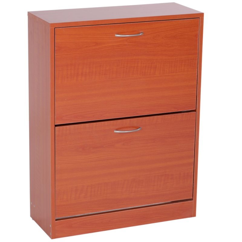 Homcom Dulap 12 Pantofi cu Rafturi Regllabile in Lemn, Rosu, 60x24x80cm