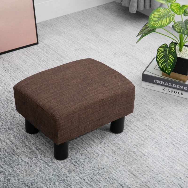Homcom Pouf Taburet Captusit din Lemn Masiv Maro 40 x 30 x 24cm