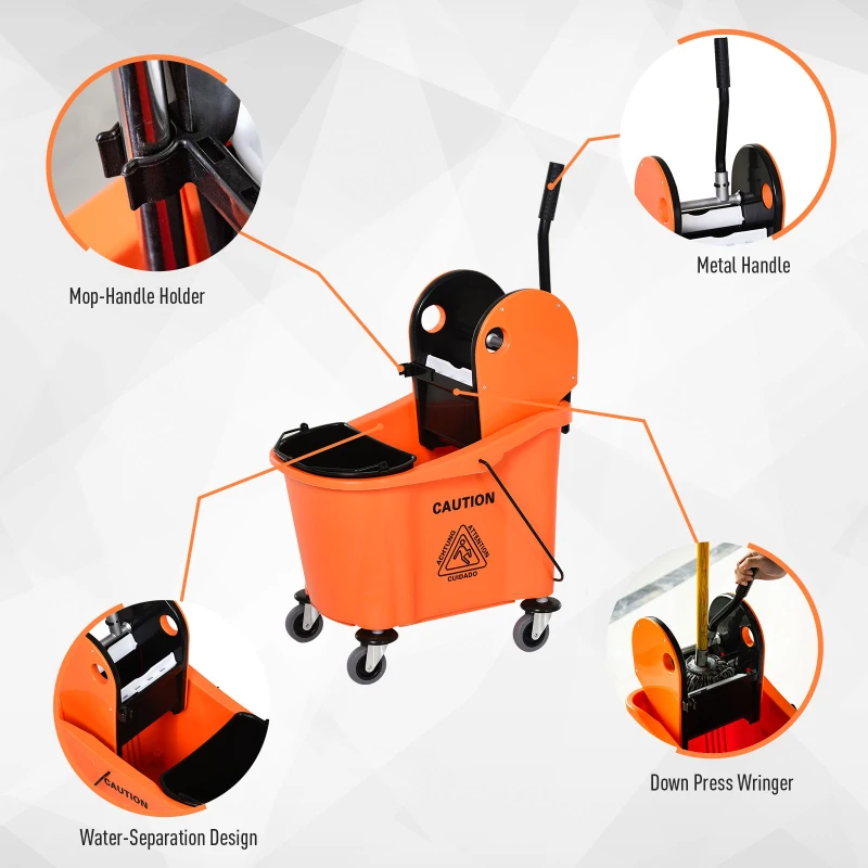 Homcom Carucior Curatenie cu Galeata 36 L si Storcator