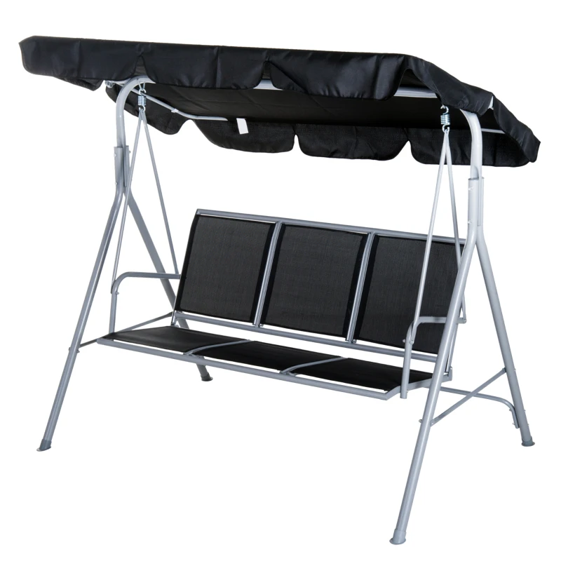 Outsunny Balansoar de Gradina cu 3 Locuri din Metal Acoperis Copertina Detasabil(m-12)