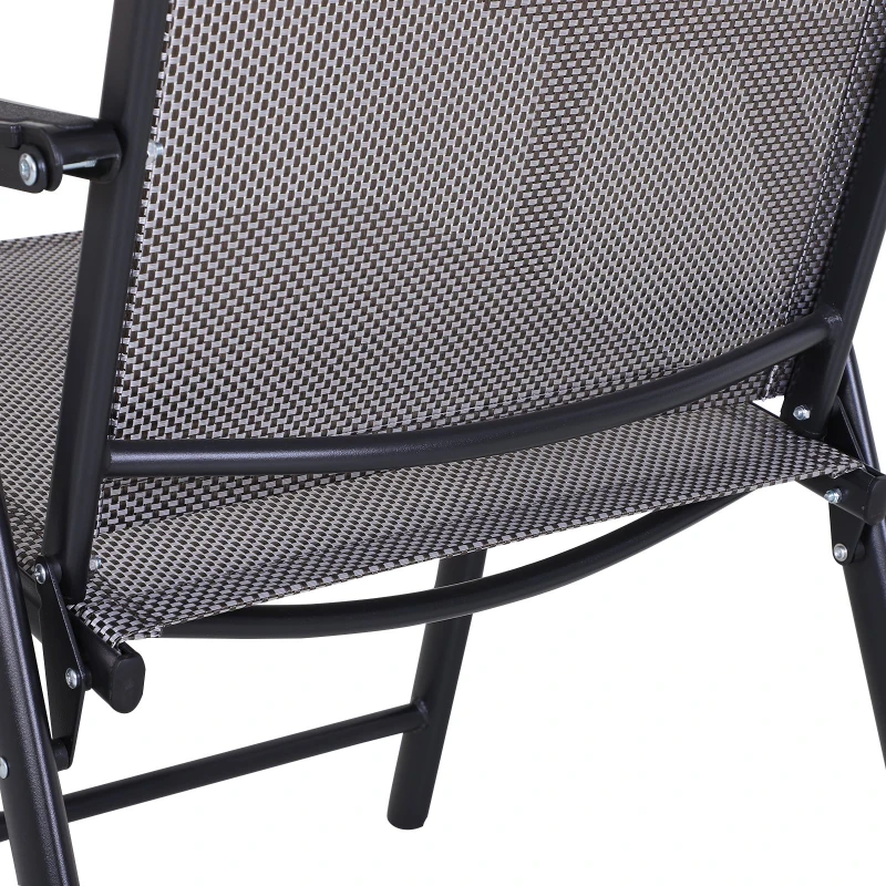 Outsunny Set de 2 Scaune Pliabile pentru Exterior din Otel si Textilene Gri si Negru
