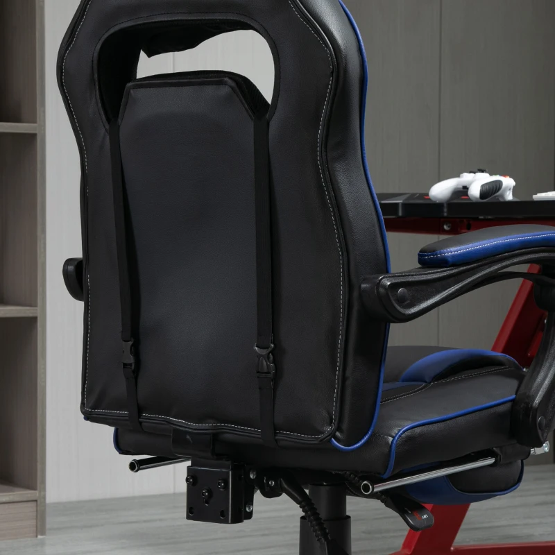 Vinsetto Scaune de Birou Ergonomice cu Roti in Piele Ecologica, Albastru si Negru