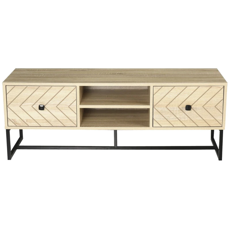 HOMCOM Mobilier pentru TV 2 sertare 2 rafturi pentru sufragerie culoare lemn 120 x 39 x44.5cm