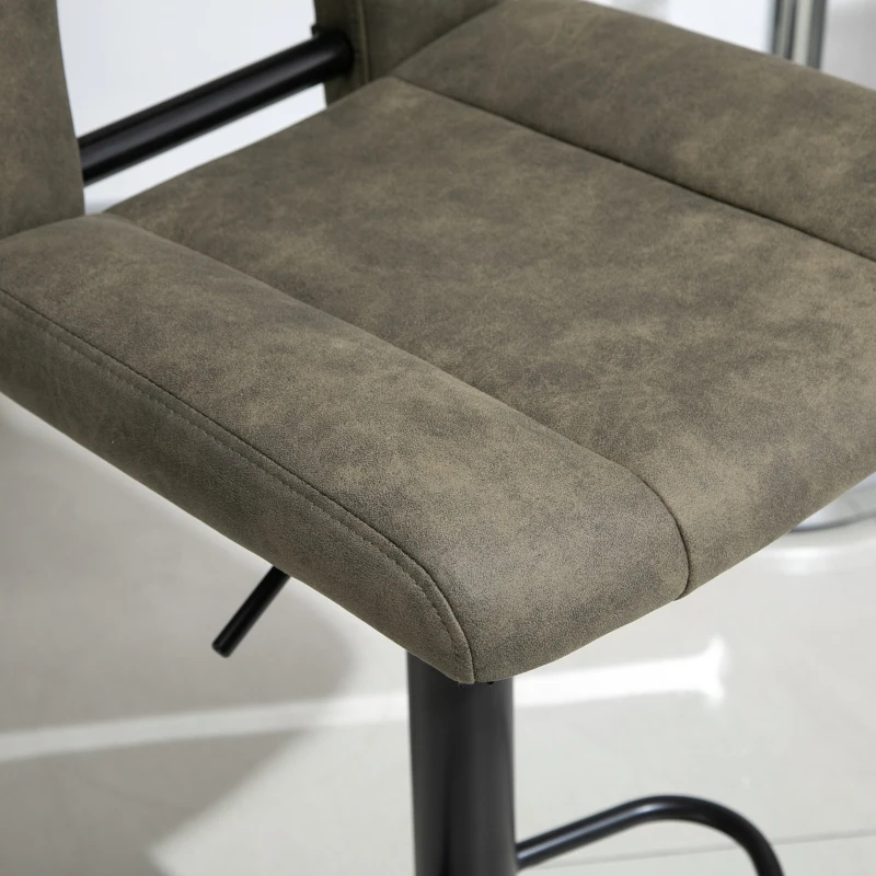 HOMCOM set 2 scaune inalte de bar, 41.5x51x94-115cm, kaki