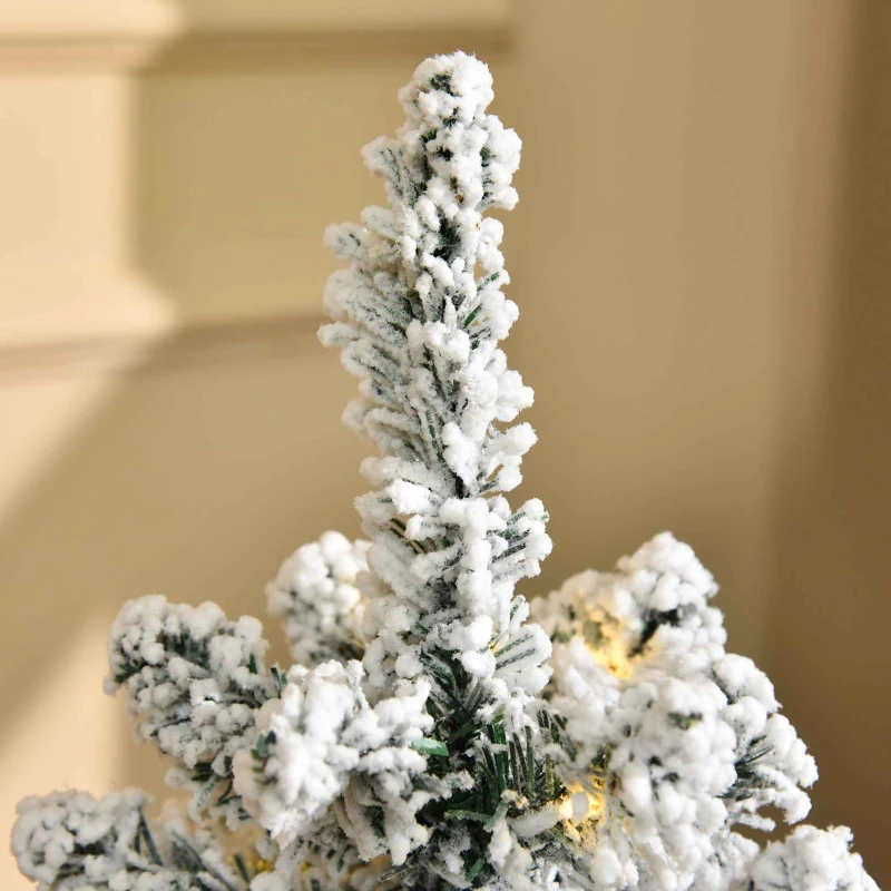 HOMCOM Brad de Craciun Artificial Inzapezit 60 de Lumini LED Albe si 116 Ramuri Verzi