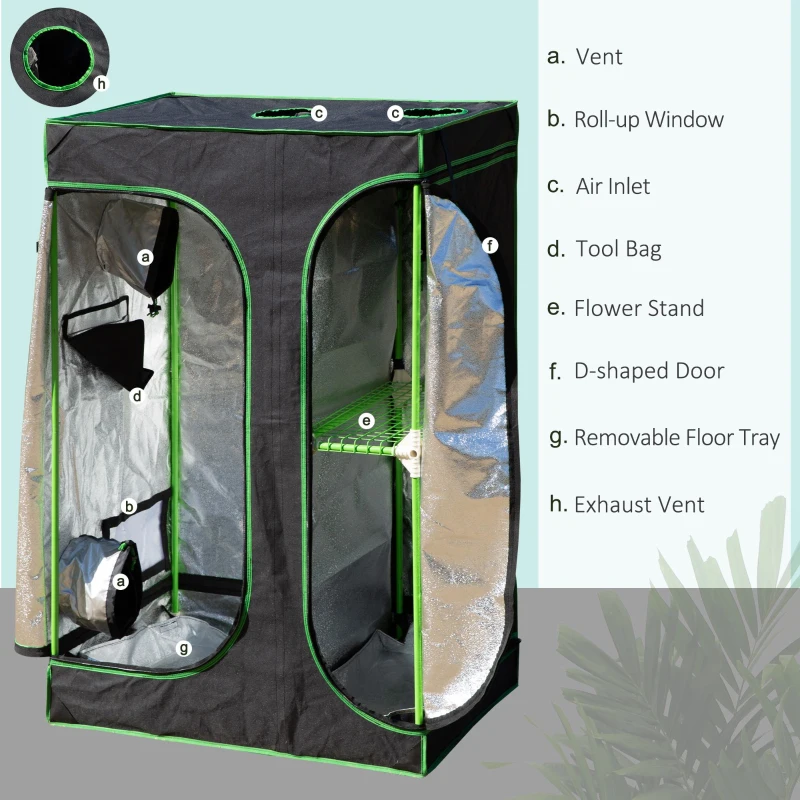 Outsunny sera hidroponica 90x60x135cm, neagra