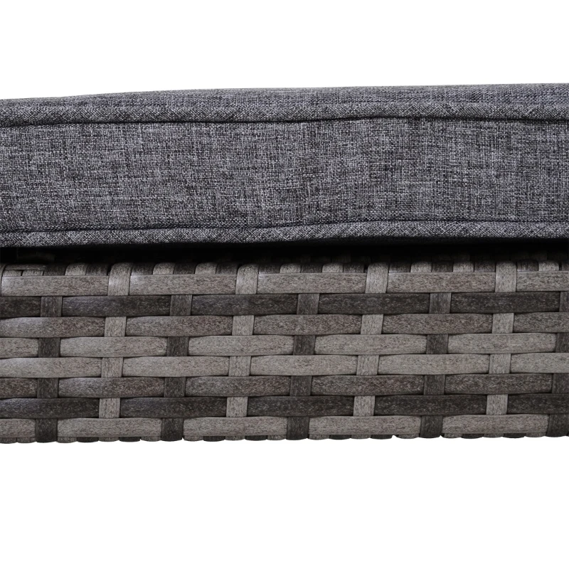Outsunny Set Sezlong cu 2 locuri in PE Ratan cu Saltea captusita, Gri 195 x 120 x 28 cm
