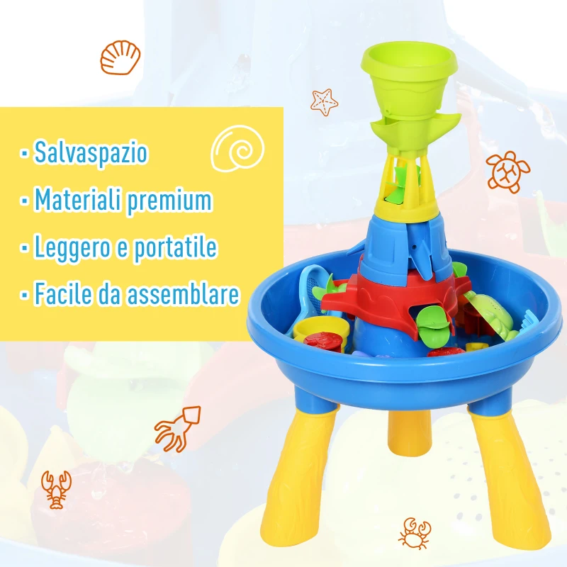 HOMCOM set jucarii cu 21 accesorii, 46x46x72cm, albastru