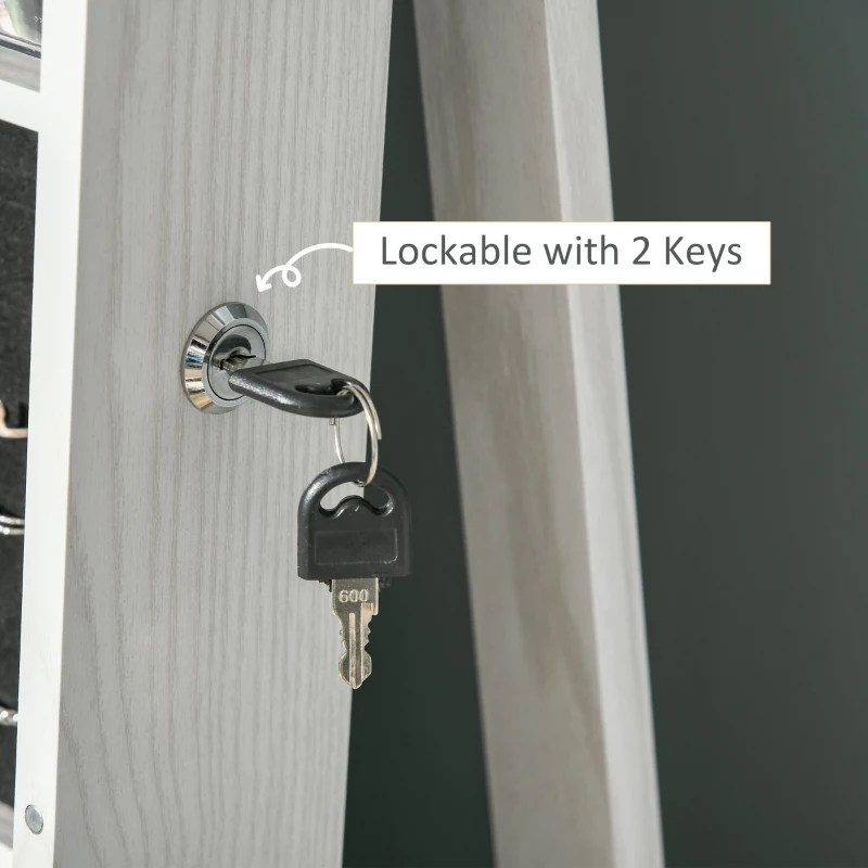 HOMCOM Oglindă Suport pentru Bijuterii, Oglindă de podea Pivotantă Modernă pentru Dormitor, 38x38x160 cm, Alb