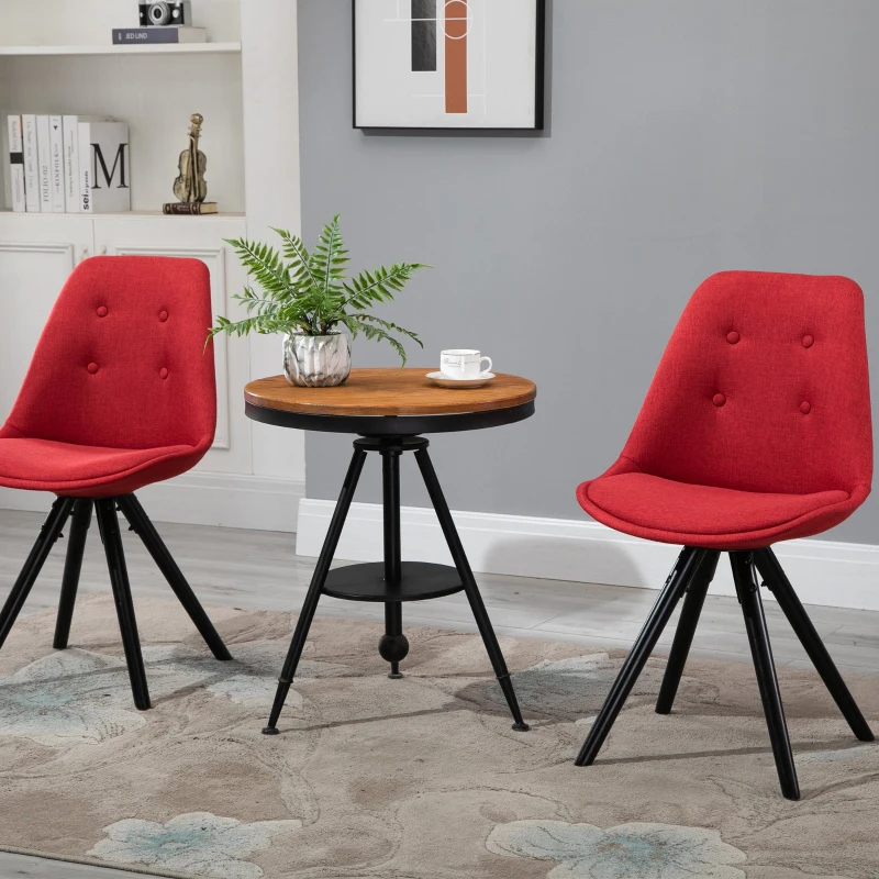 HOMCOM Set 2 Piese Scaune de Pranz captusite design modern pentru sala de pranz rosu