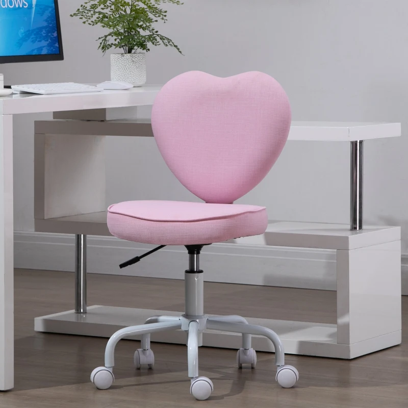HOMCOM Scaun de birou pentru Camera copiilor, in Forma de Inima, cu 5 Roti cu suport rotativ(m-2)