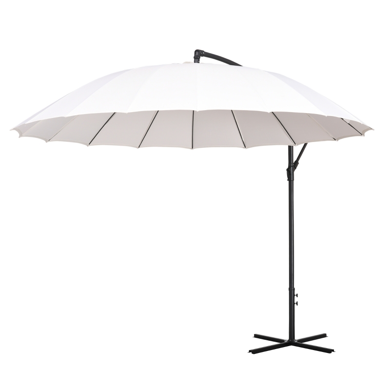 Outsunny Umbrela Suspendata cu Brat lateral Φ296cm pentru exterior, Alb Crem