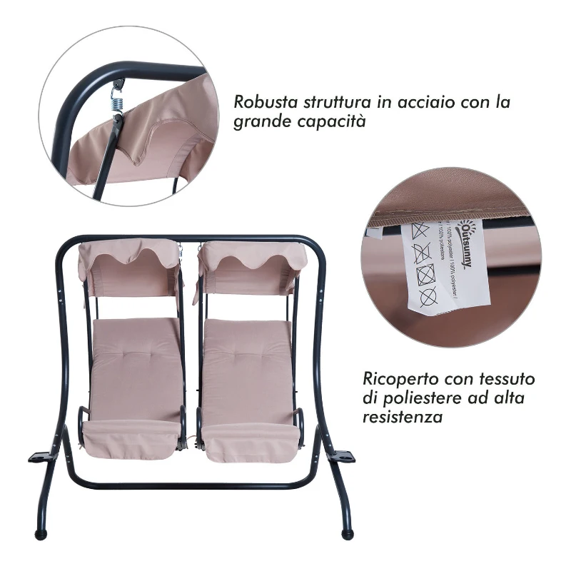 Outsunny leagan de gradina 2 locuri, 170×136 × 170cm, bej