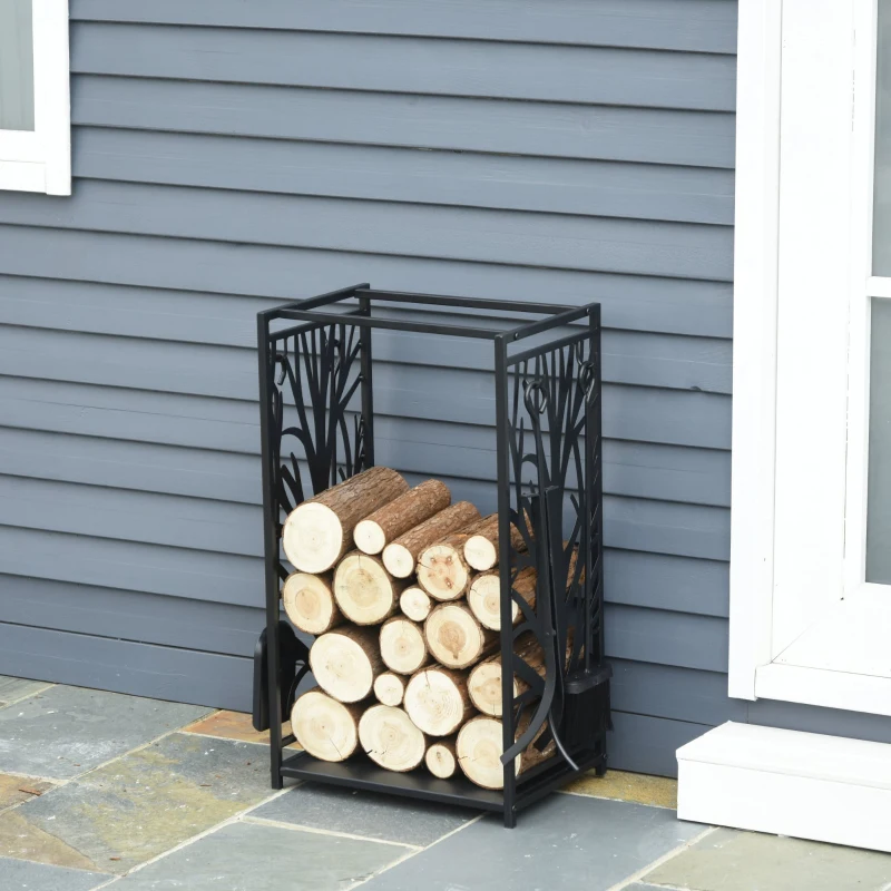 HOMCOM Suport pentru busteni din otel cu 4 unelte, capacitate 100 KG