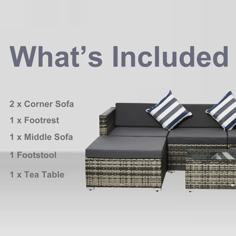 Outsunny set mobilier de gradina, ratan, perne incluse, maro