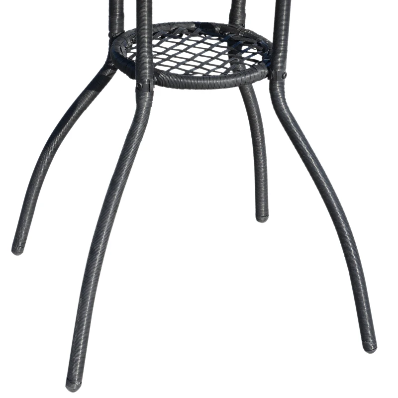 Outsunny Set 5 Mobiliere de Gradina in Rattan 4 Scaune Pliabile 1 Masuta in Sticla Securizata Monostrat, Negru