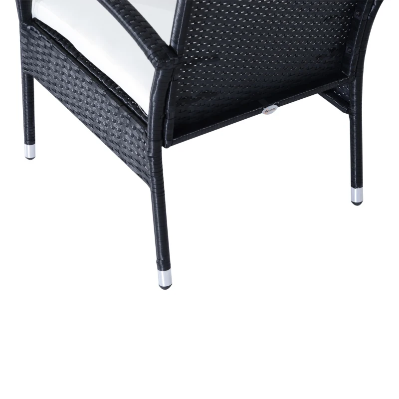 Outsunny Set de mobilier de grădină Outsunny din Rattan PE cu canapea, 2 fotolii cu perne și măsuță de cafea, negru