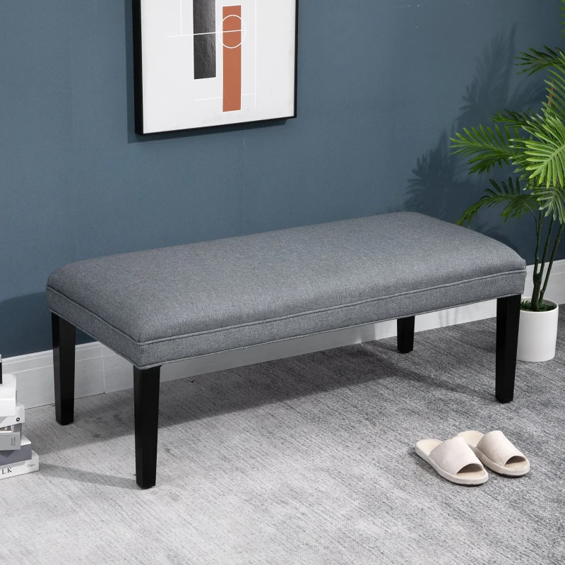 Homco Banca Captusita pentru Intern din Lemn cu Invelis din Lin Gri si Picioruse Antiderapante