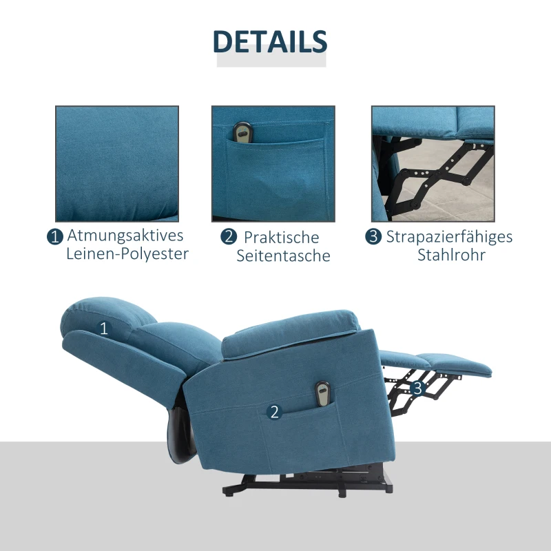 HOMCOM elektrische fauteuil met opstahulp 83 cm x 89 cm x 102 cm