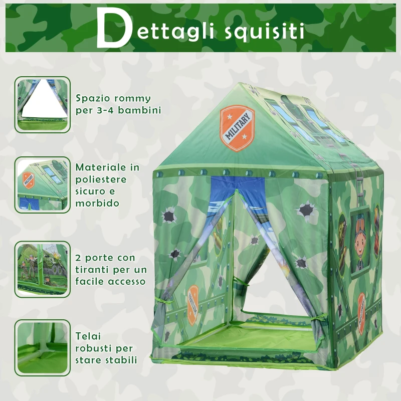 HOMCOM Cort de Joaca pentru Copii 3+ Ani pentru Intern si Extern Verde 93x69x103cm