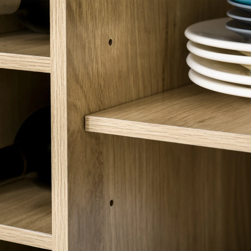 HOMCOM Mobilier Bucatarie cu Sertar 4 Dulapioare Polite si Suport din lemn pentru sticle