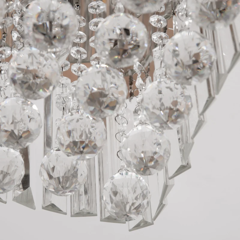 HOMCOM Lustra Moderna Dreptunghiulara cu Picaturi Cristal K9 Baza Otel Inox