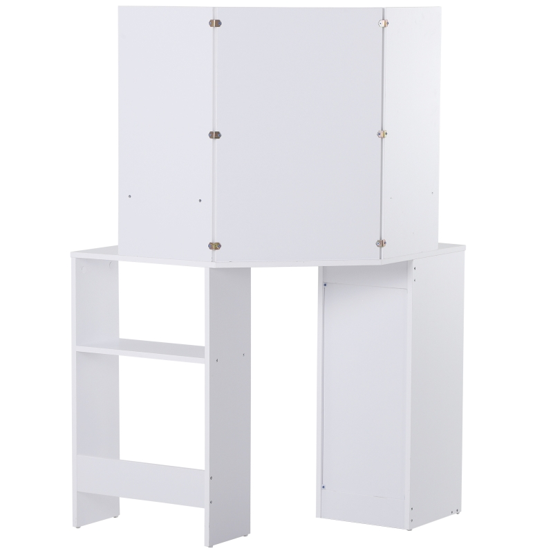 Homcom Masa Machiaj cu 3 Oglinzi Masa Make Up Alb 111x56.2x141.3cm