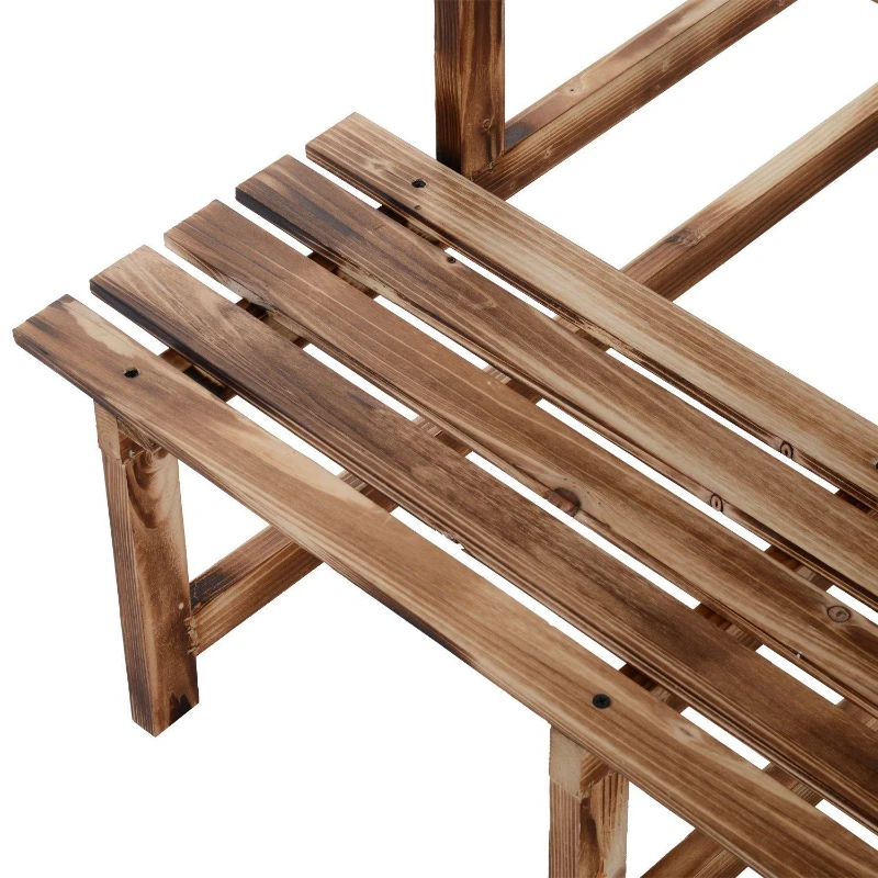 Outsunny Suport pentru Ghivece cu 3 Niveluri din Lemn de Brad, 80x80x78 cm, Lemn Natural