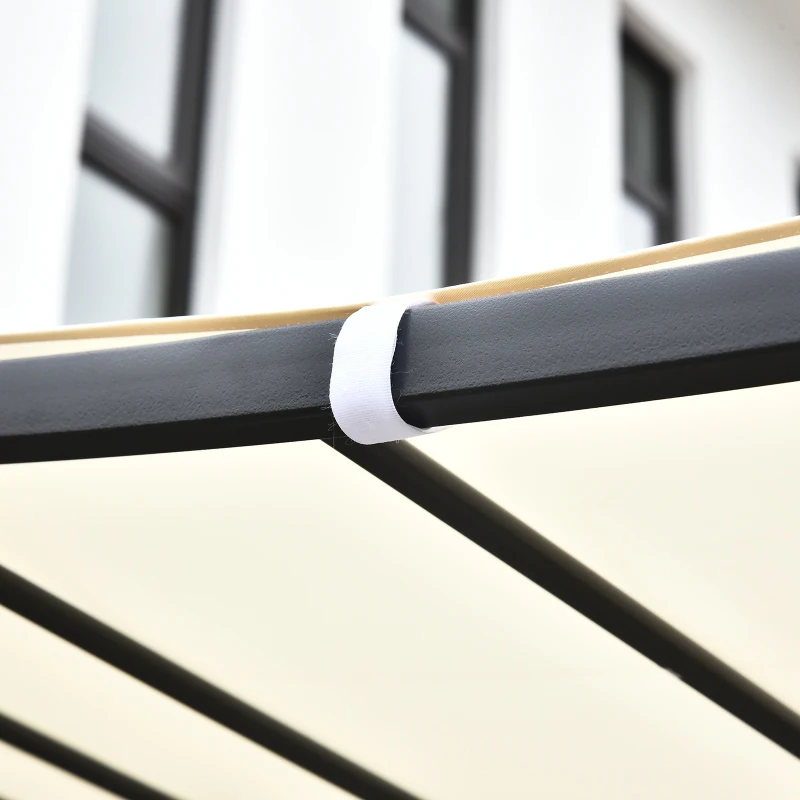 Outsunny Foisor Perdea Parasolara Cu Prelata in Poliester Impermeabila, Crem, Cadru Gri, 297x297cm