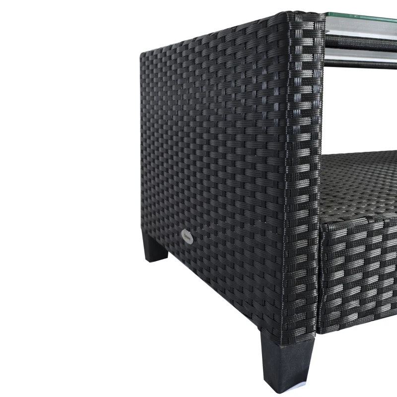 Outsunny Set Mobilier de Gradina 4 Piese din Ratan PE Masuta Canapea si Fotolii