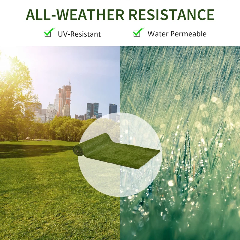 Outsunny Gazon Sintetic 4x1m Iarba 30mm Gazon Fals Anti-UV si Netoxic