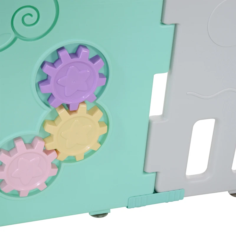 Homcom Gard pentru Copii 6-36 Luni Sigur Colorat Amuzant cu Usa Albastra si Gri 162 x 122 x 63cm