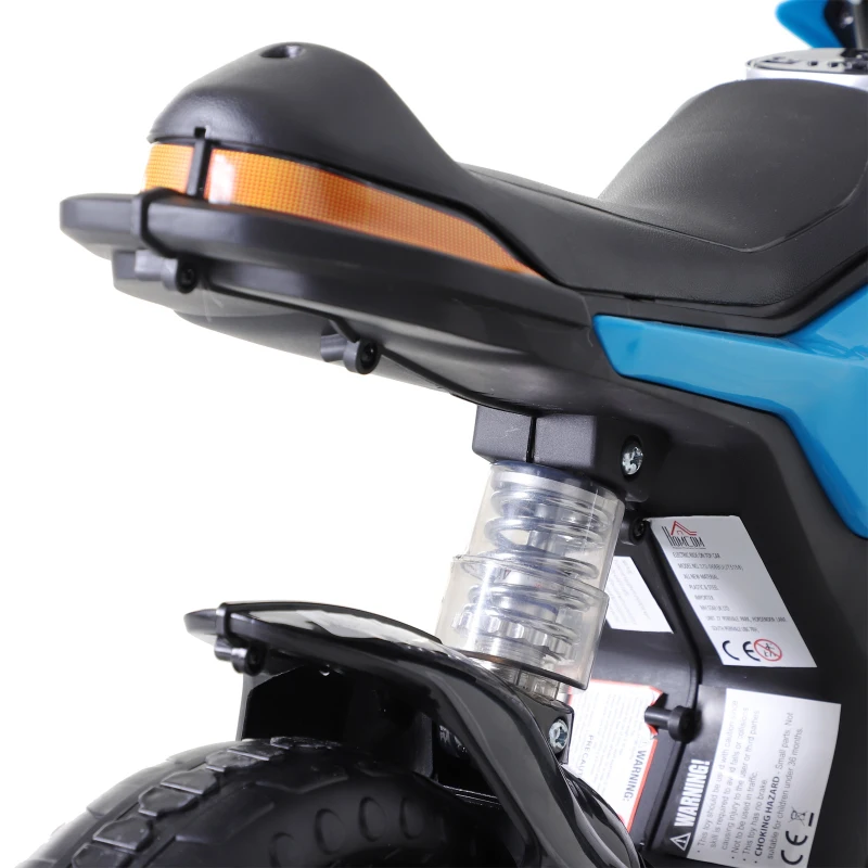HOMCOM Motoreta Jucarie Suspensie Dubla Muzica si Lumini pentru Copii de la 3 la 8 ani Albastru Deschis(m-10)