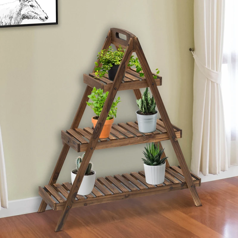 Outsunny scara ghiveci, lemn brad,  86x28x100cm maro