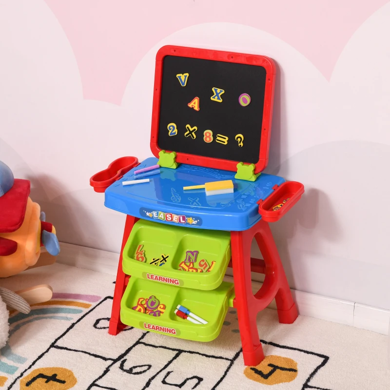 HOMCOM placa magnetica banca 3in1 pentru copii 3-6 ani Accesorii incluse