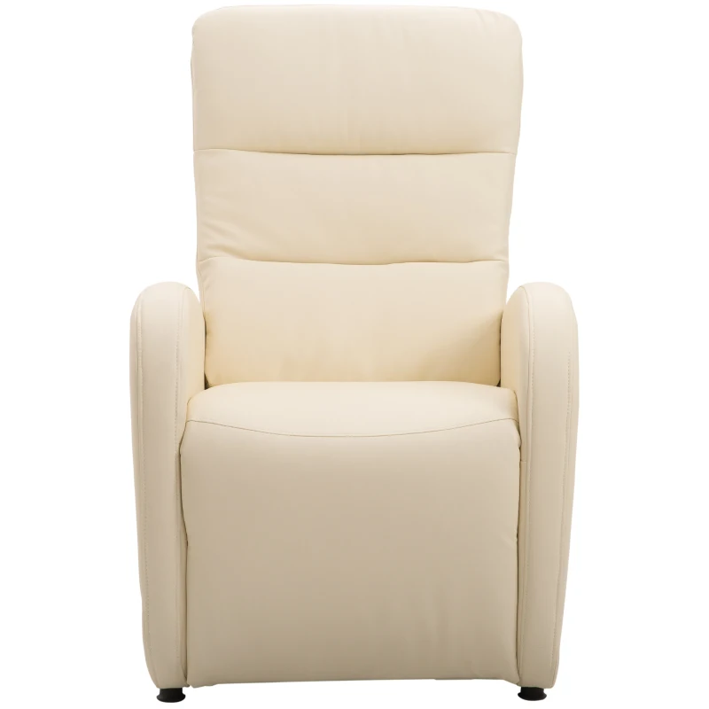 Homcom Fotoliu Relax con Spatar Rabatabil si Taburet  in Piele Ecologica Crem 67 × 89 × 110cm