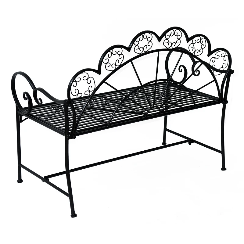 Outsunny Panchina da Giardino Biposto Stile Classico in Ferro, Nero, 113x56.5x90.5cm