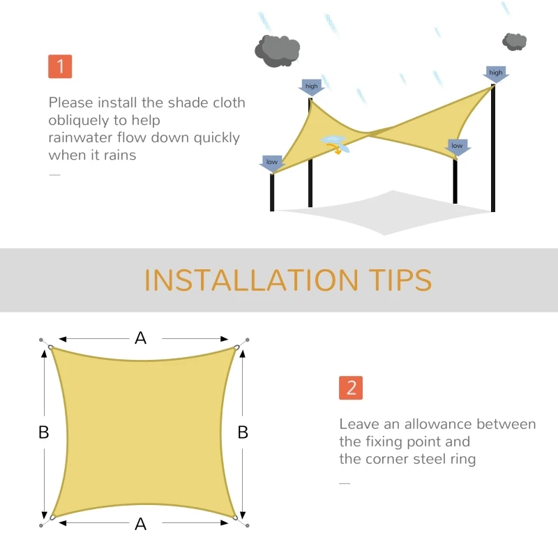 Outsunny Panza Umbrire Dreptunghiulara Copertina Soare din Poliester 3x4m Nisip