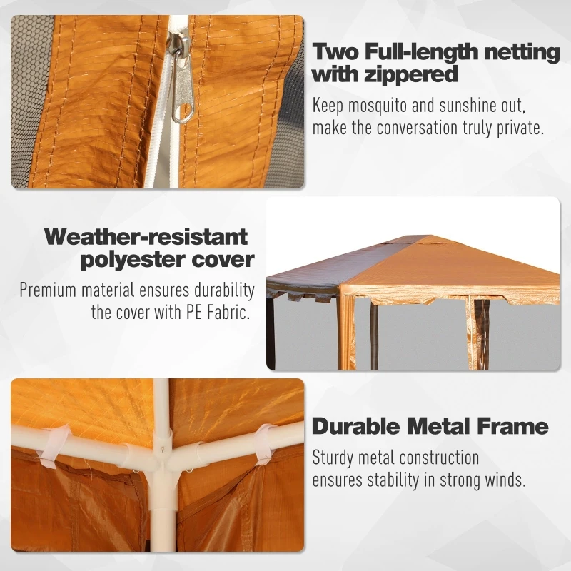 Outsunny Cort pentru Foișor Pliant cu Plasa de tantari din Metal si PE