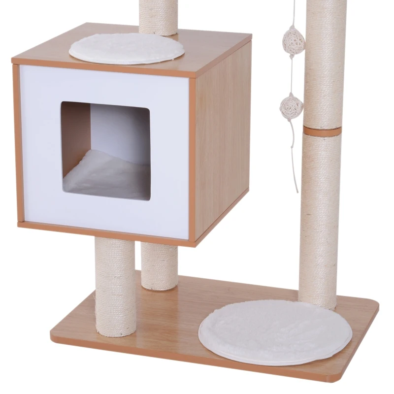 PawHut Ansamblu pentru Pisici in Sisal cu Cusca, Platform si Jocuri, 60x40x120cm