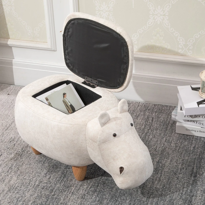 HOMCOM scaun copii, cu depozitare, hipopotam, 65x35x36cm