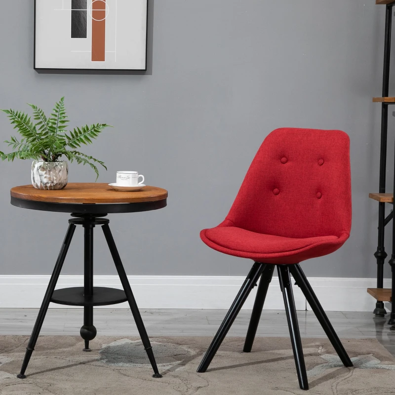 HOMCOM Set 2 Piese Scaune de Pranz captusite design modern pentru sala de pranz rosu