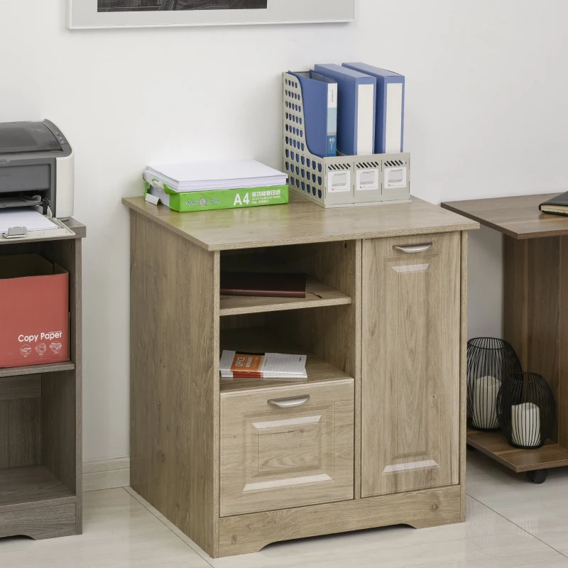 HomCom dulapior cu rafturi, 72x55x76 cm, lemn natural