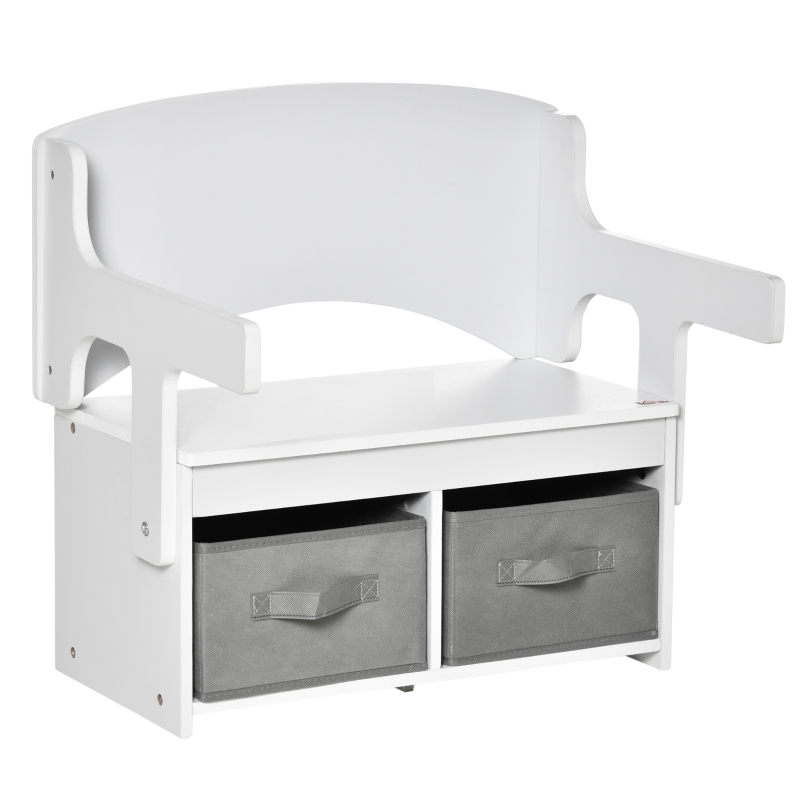 HomCom banca pentru copii 2 in 1, 60x43x57cm, alba
