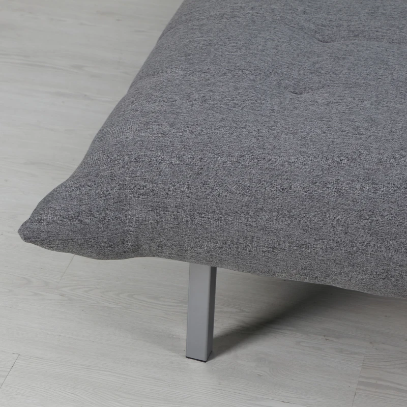 Homcom Fotoliu Chaise Longue Pat 2 in 1 in Tesatura din Lin, Gri, 80x153x84cm