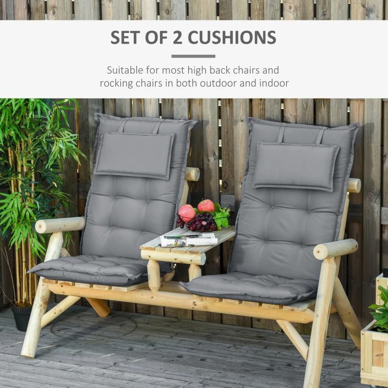 Outsunny, set de 2 perne pentru scaune, 50x120x9cm, gri