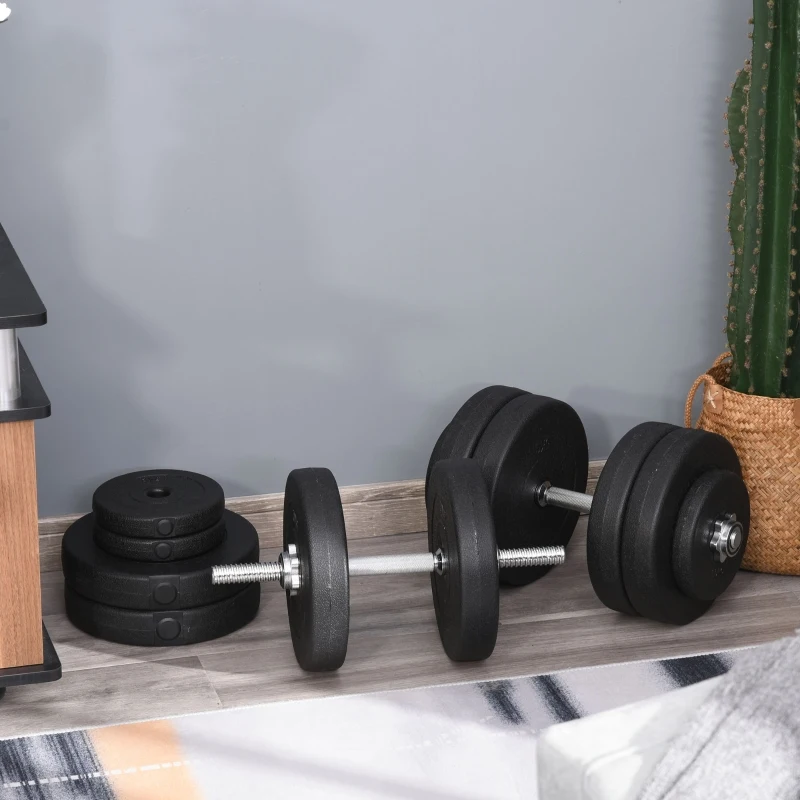 HOMCOM Set Gantere 50 kg – Reglabile cu 12 Discuri Cauciucate