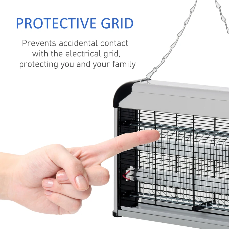 Outsunny Lampa pentru Insecte Electrica 20W pentru Exterior si Interior de 60m² Argintie